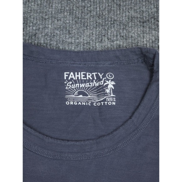 Faherty Shirt Mens Large Gray Sunwashed Organic Cotton Pocket Tee Casual - Picture 5 of 10